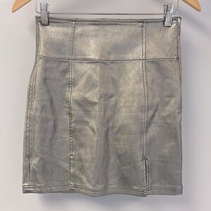 Free People Silver Denim Skirt